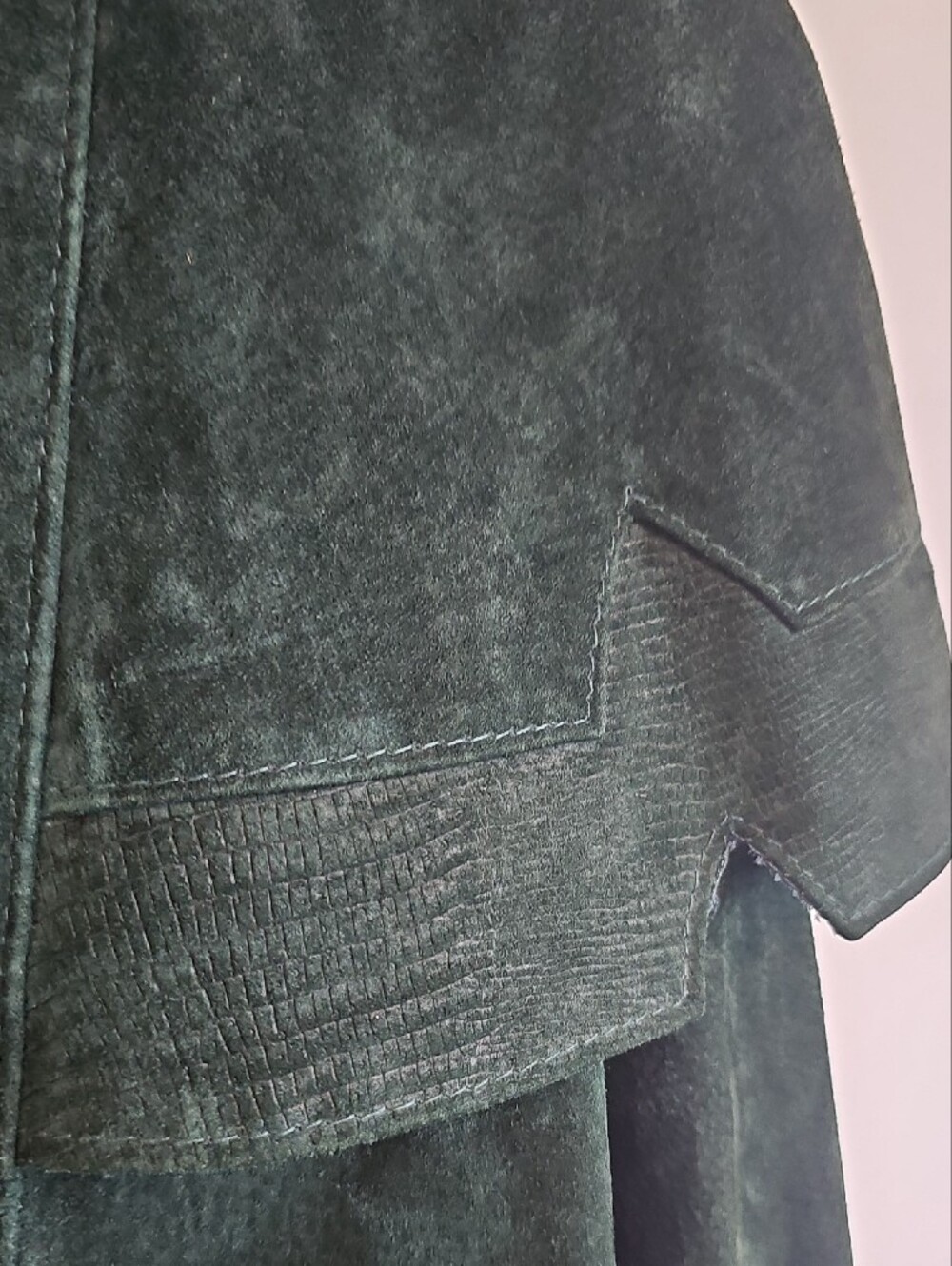Women's Dark Green Suede Double-Breasted Blazer by le chateau - Picture 3 of 13